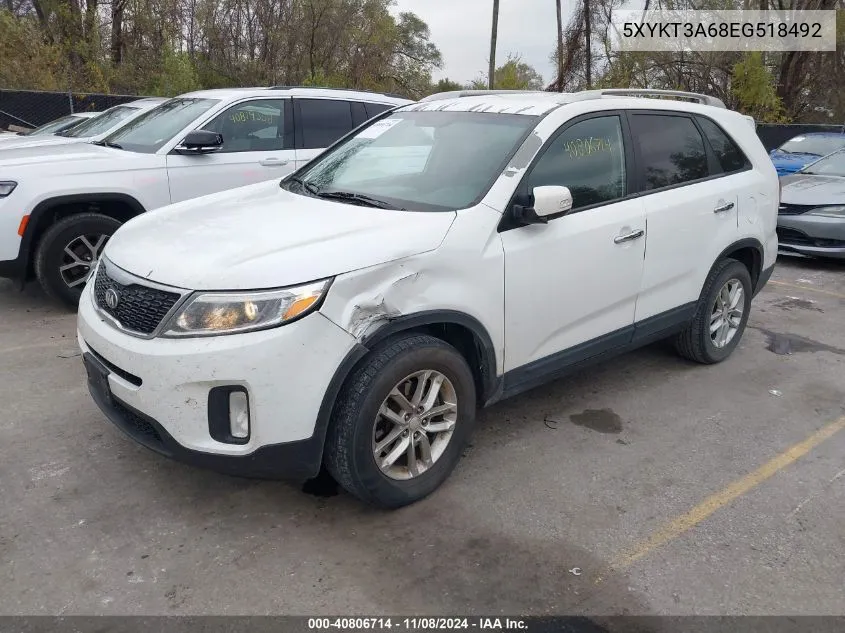 2014 Kia Sorento Lx VIN: 5XYKT3A68EG518492 Lot: 40806714