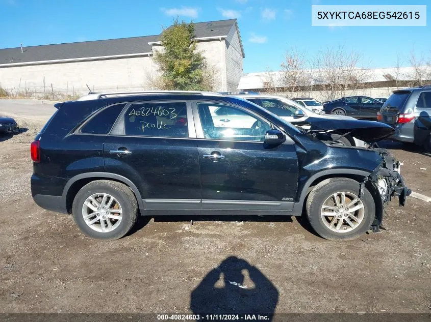 2014 Kia Sorento Lx VIN: 5XYKTCA68EG542615 Lot: 40824603