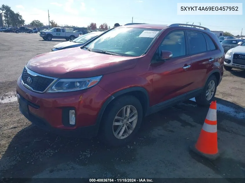 2014 Kia Sorento Lx VIN: 5XYKT4A69EG457952 Lot: 40836784