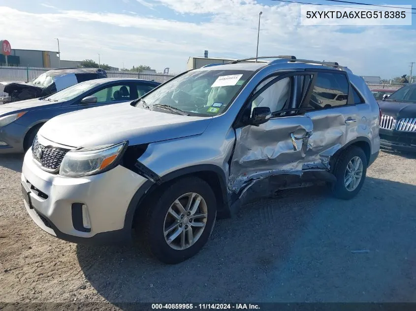 2014 Kia Sorento Lx VIN: 5XYKTDA6XEG518385 Lot: 40859955