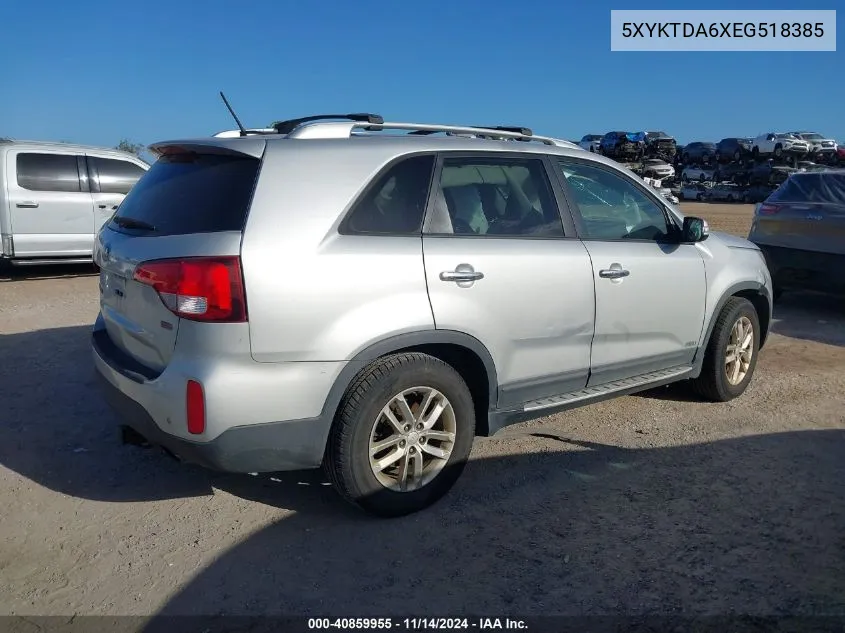 2014 Kia Sorento Lx VIN: 5XYKTDA6XEG518385 Lot: 40859955