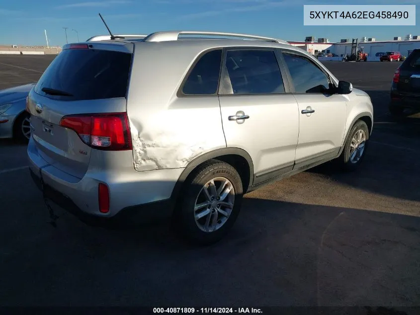 5XYKT4A62EG458490 2014 Kia Sorento Lx