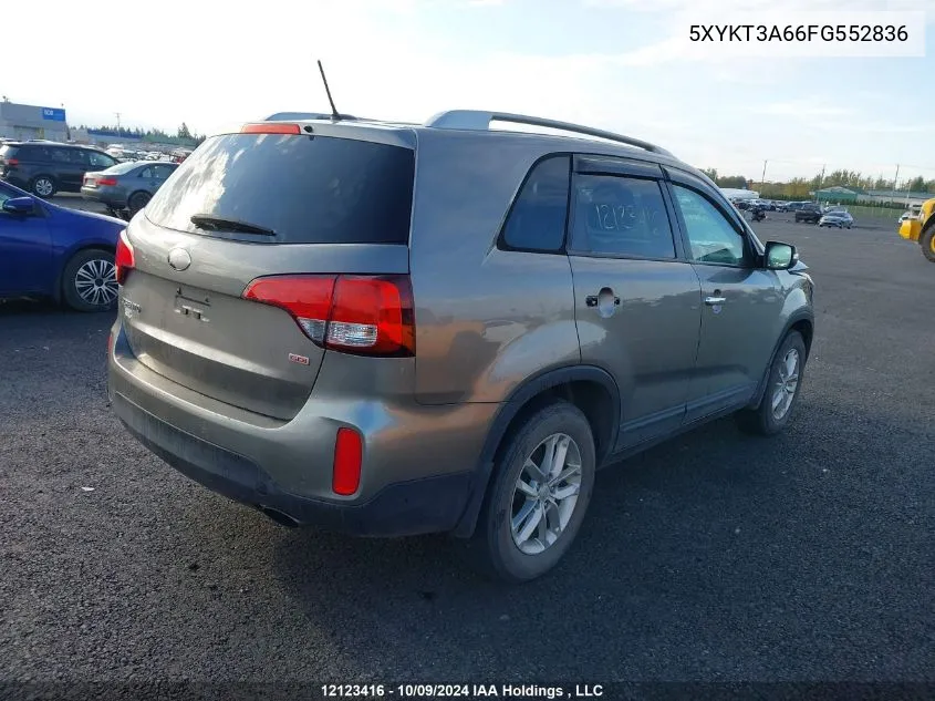 2015 Kia Sorento VIN: 5XYKT3A66FG552836 Lot: 12123416