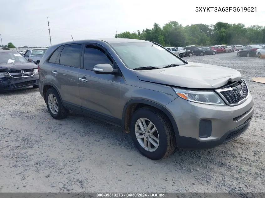 2015 Kia Sorento Lx VIN: 5XYKT3A63FG619621 Lot: 39313273