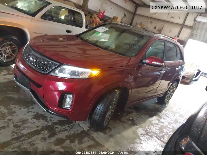 2015 Kia Sorento Sx V6 VIN: 5XYKW4A76FG611017 Lot: 39387551