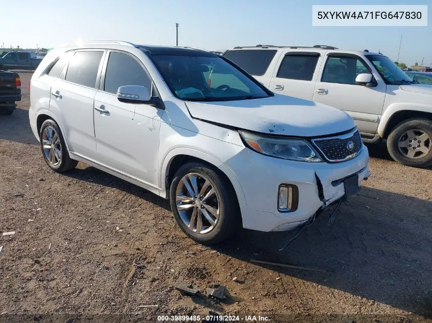 2015 Kia Sorento Limited V6 VIN: 5XYKW4A71FG647830 Lot: 39899485