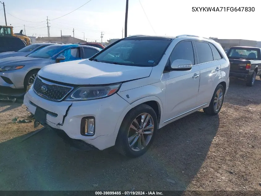 2015 Kia Sorento Limited V6 VIN: 5XYKW4A71FG647830 Lot: 39899485