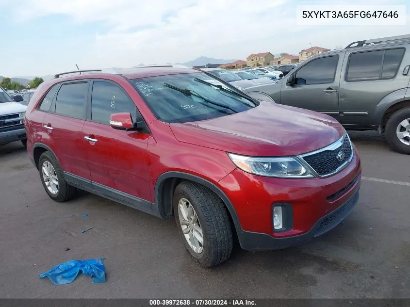 2015 Kia Sorento Lx VIN: 5XYKT3A65FG647646 Lot: 39972638