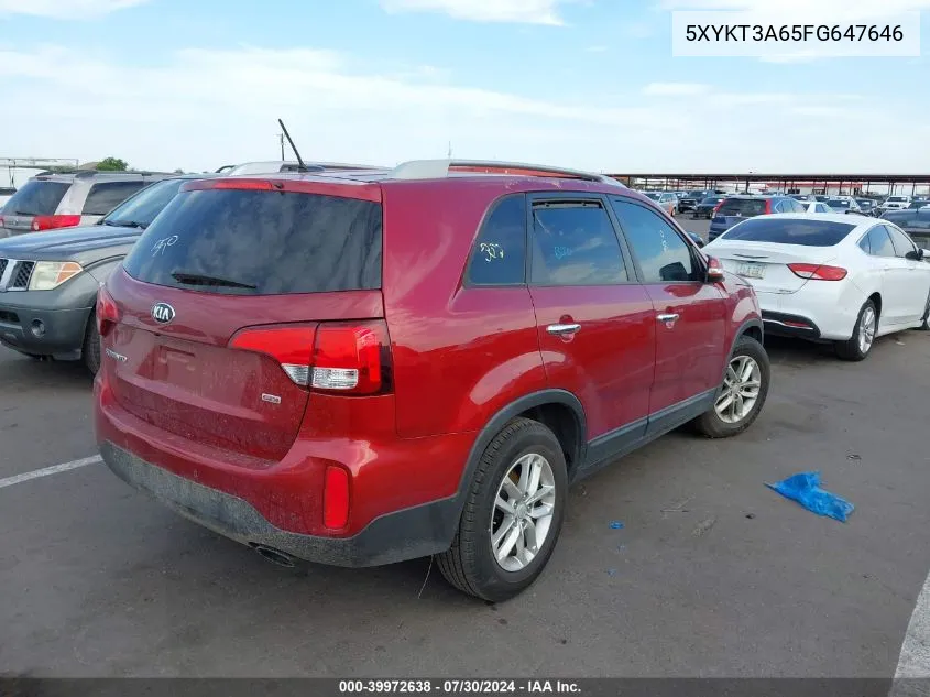 2015 Kia Sorento Lx VIN: 5XYKT3A65FG647646 Lot: 39972638