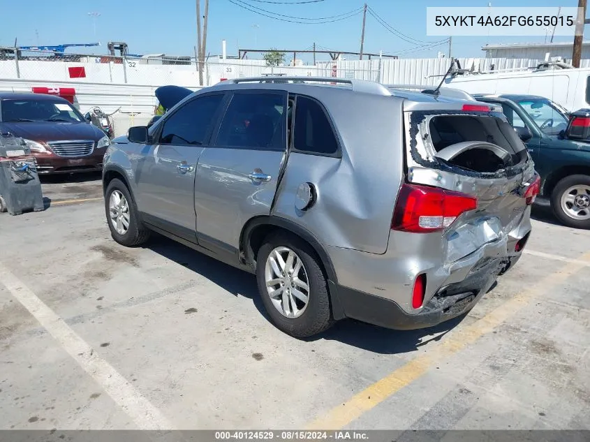 2015 Kia Sorento Lx VIN: 5XYKT4A62FG655015 Lot: 40124529