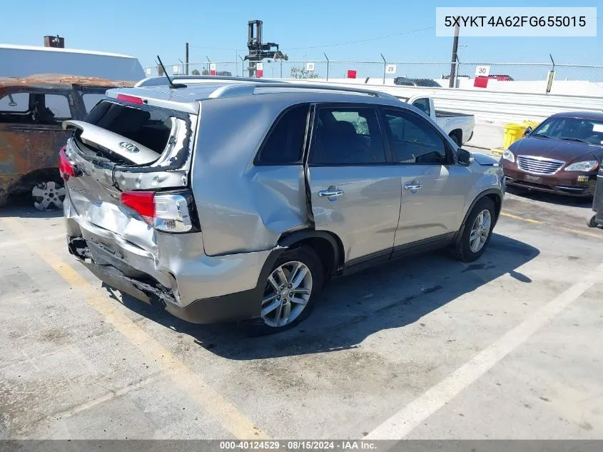 2015 Kia Sorento Lx VIN: 5XYKT4A62FG655015 Lot: 40124529