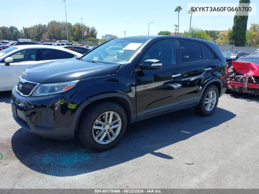 2015 Kia Sorento Lx VIN: 5XYKT3A60FG661700 Lot: 40178466