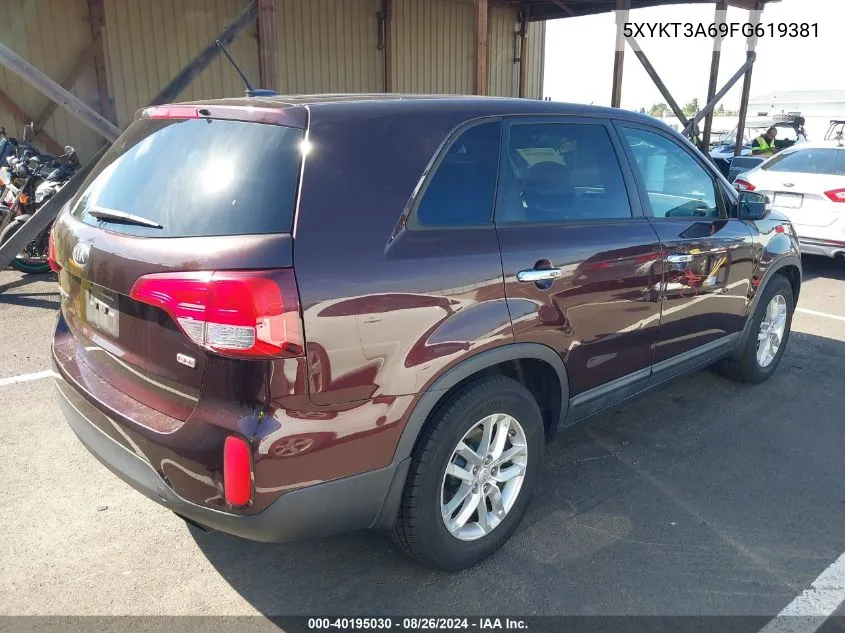 2015 Kia Sorento Lx VIN: 5XYKT3A69FG619381 Lot: 40195030