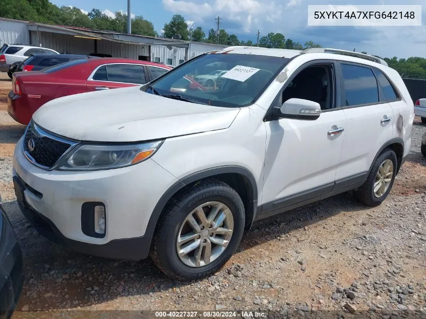 2015 Kia Sorento Lx V6 VIN: 5XYKT4A7XFG642148 Lot: 40227327