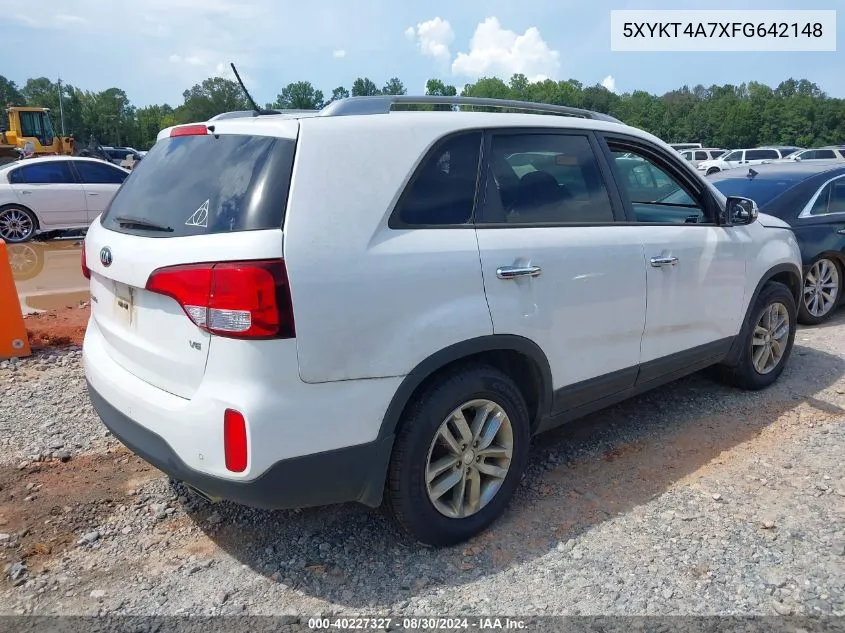 2015 Kia Sorento Lx V6 VIN: 5XYKT4A7XFG642148 Lot: 40227327