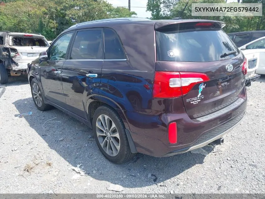 2015 Kia Sorento Sx V6 VIN: 5XYKW4A72FG579442 Lot: 40230280