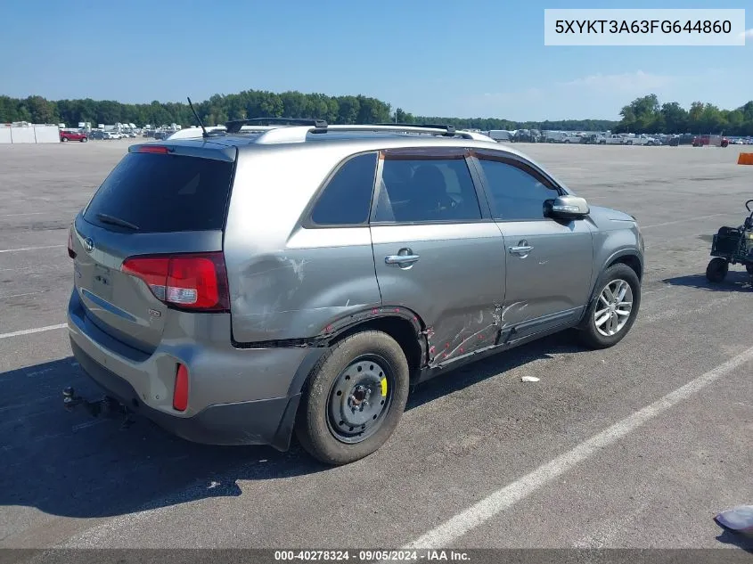 2015 Kia Sorento Lx VIN: 5XYKT3A63FG644860 Lot: 40278324