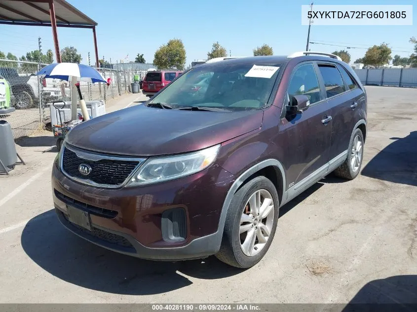 5XYKTDA72FG601805 2015 Kia Sorento Lx V6