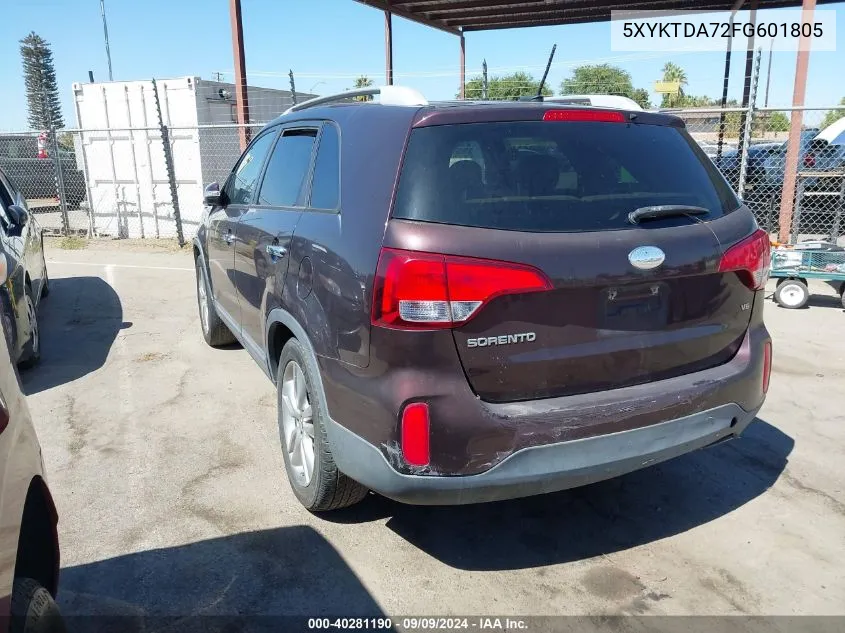 5XYKTDA72FG601805 2015 Kia Sorento Lx V6