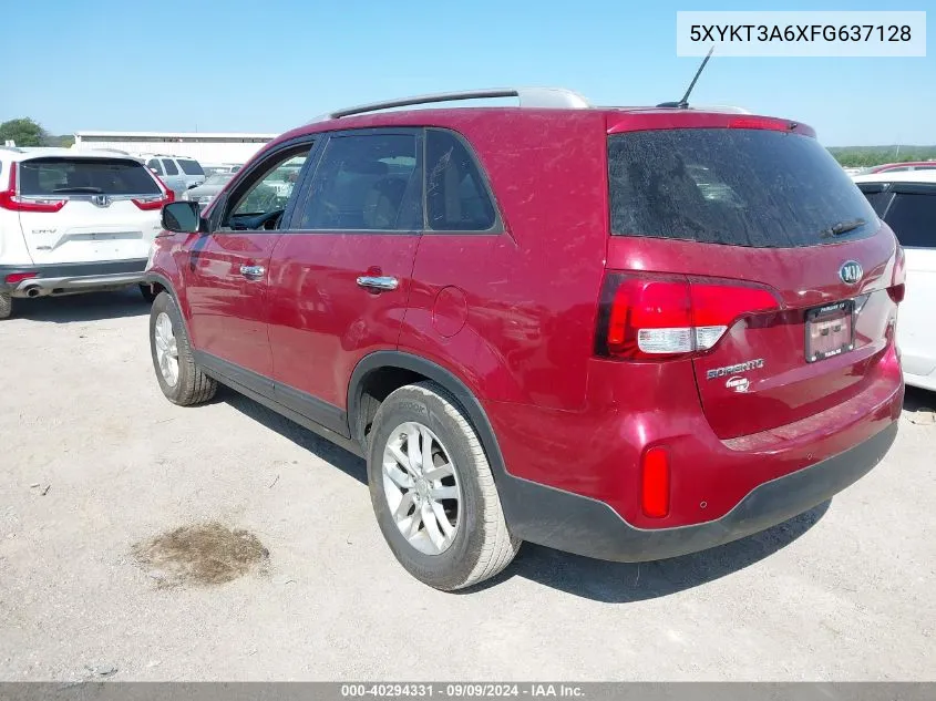 2015 Kia Sorento Lx VIN: 5XYKT3A6XFG637128 Lot: 40294331