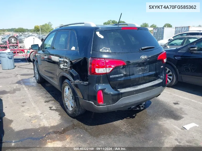 5XYKT4A70FG585362 2015 Kia Sorento Lx V6