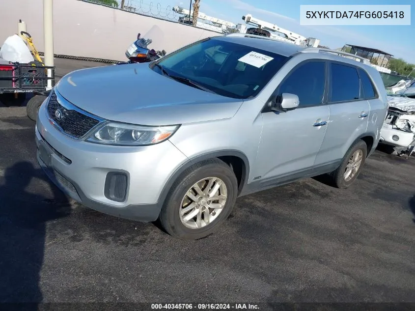 2015 Kia Sorento Lx V6 VIN: 5XYKTDA74FG605418 Lot: 40345706