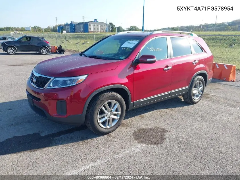 2015 Kia Sorento Lx V6 VIN: 5XYKT4A71FG578954 Lot: 40366804