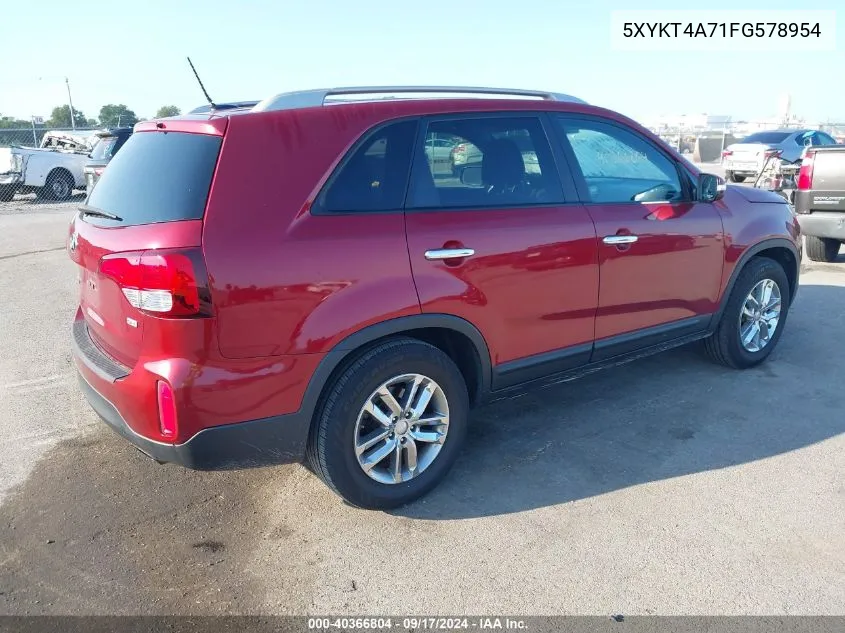 2015 Kia Sorento Lx V6 VIN: 5XYKT4A71FG578954 Lot: 40366804