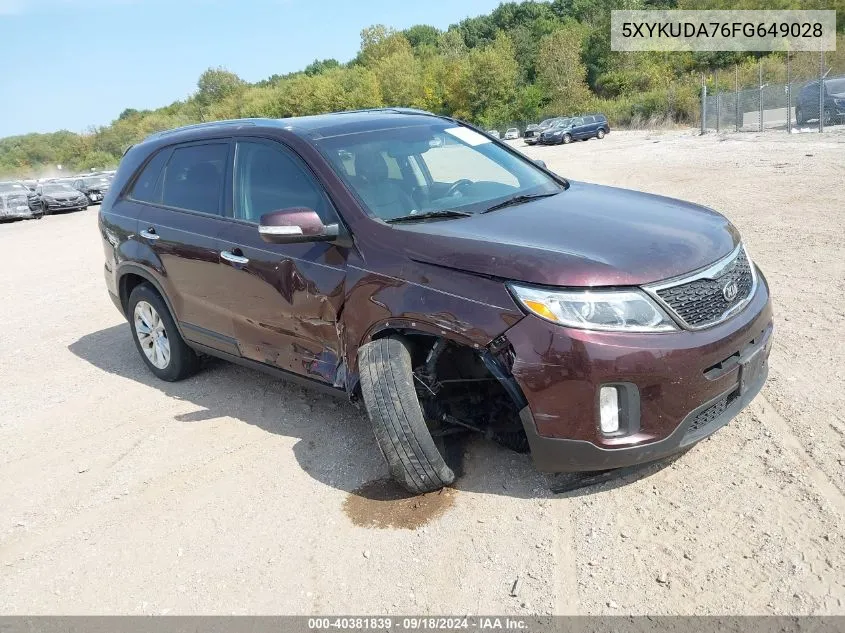 5XYKUDA76FG649028 2015 Kia Sorento Ex V6