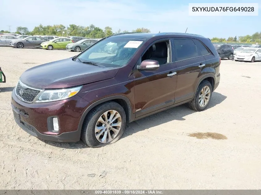 2015 Kia Sorento Ex V6 VIN: 5XYKUDA76FG649028 Lot: 40381839