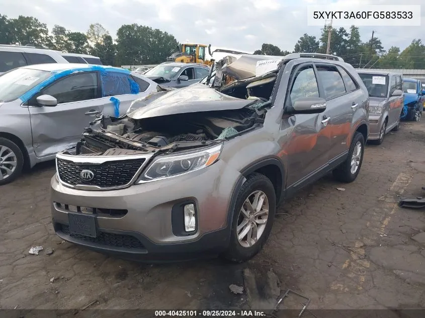 2015 Kia Sorento Lx VIN: 5XYKT3A60FG583533 Lot: 40425101