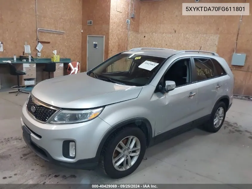 2015 Kia Sorento Lx V6 VIN: 5XYKTDA70FG611801 Lot: 40429069