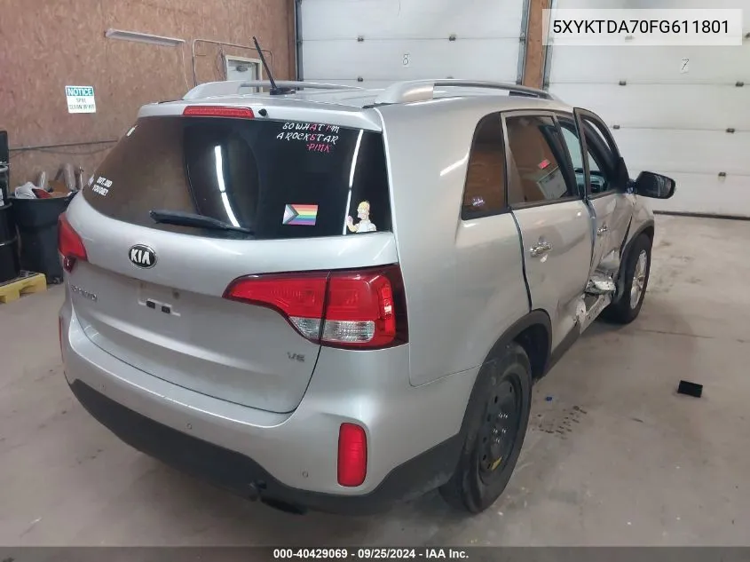 5XYKTDA70FG611801 2015 Kia Sorento Lx V6