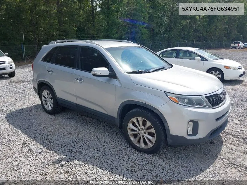 2015 Kia Sorento Ex V6 VIN: 5XYKU4A76FG634951 Lot: 40439629