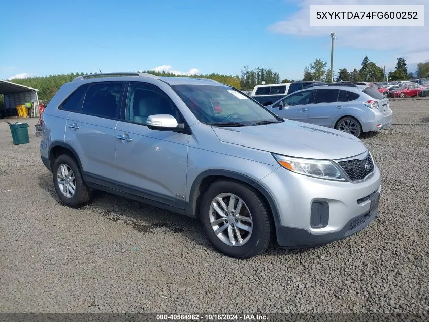 2015 Kia Sorento Lx V6 VIN: 5XYKTDA74FG600252 Lot: 40564962