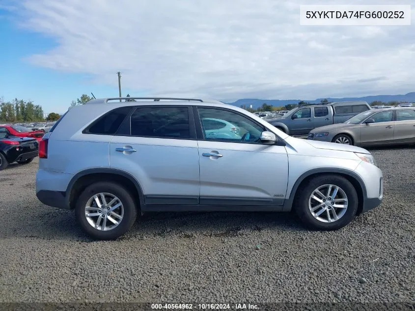 2015 Kia Sorento Lx V6 VIN: 5XYKTDA74FG600252 Lot: 40564962