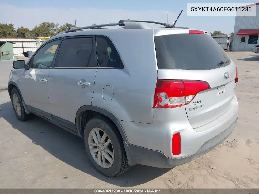 2015 Kia Sorento Lx VIN: 5XYKT4A60FG611286 Lot: 40613230