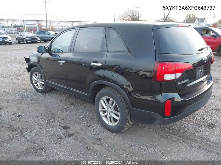 2015 Kia Sorento Lx VIN: 5XYKT3A6XFG643737 Lot: 40722364