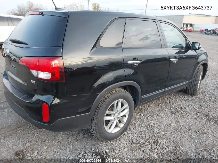 2015 Kia Sorento Lx VIN: 5XYKT3A6XFG643737 Lot: 40722364