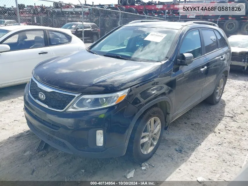 2015 Kia Sorento Lx VIN: 5XYKT4A68FG581826 Lot: 40734954