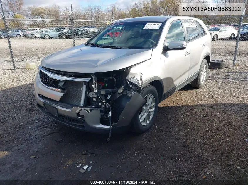 2015 Kia Sorento Lx VIN: 5XYKT3A60FG583922 Lot: 40870046