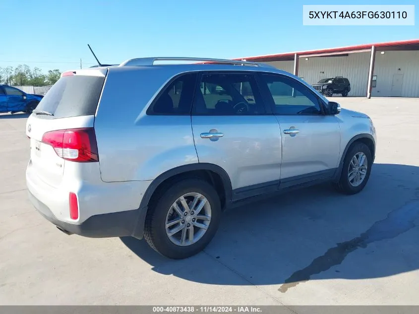 2015 Kia Sorento Lx VIN: 5XYKT4A63FG630110 Lot: 40873438