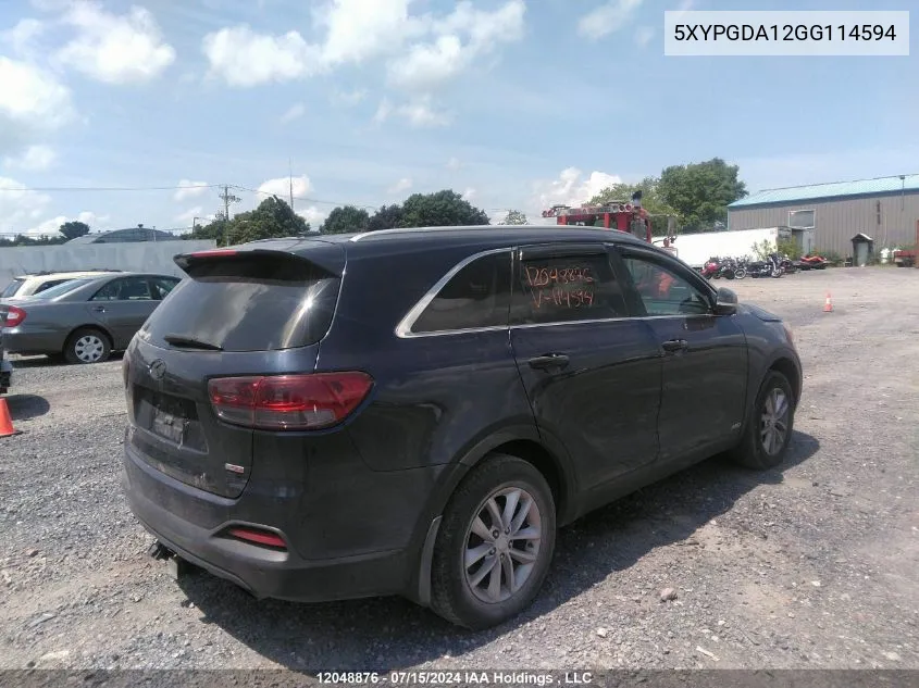 2016 Kia Sorento VIN: 5XYPGDA12GG114594 Lot: 12048876