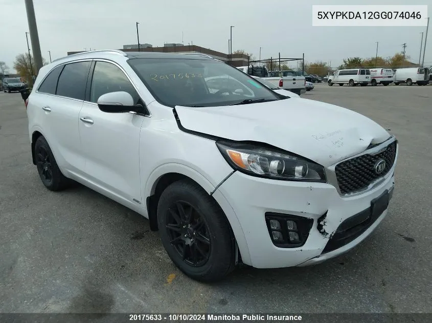 2016 Kia Sorento Ex Turbo VIN: 5XYPKDA12GG074046 Lot: 20175633