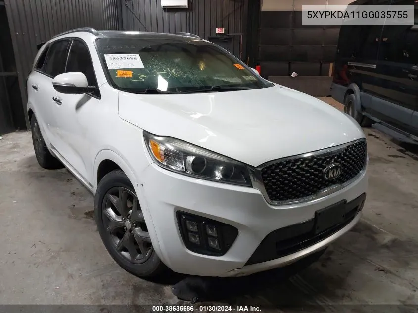 2016 Kia Sorento 2.0T Sxl VIN: 5XYPKDA11GG035755 Lot: 38635686