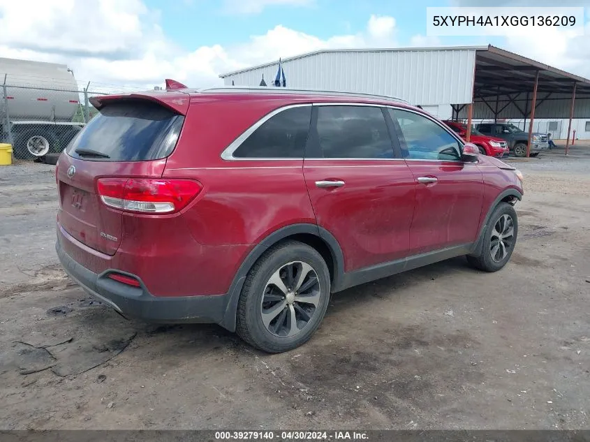 5XYPH4A1XGG136209 2016 Kia Sorento 2.0T Ex