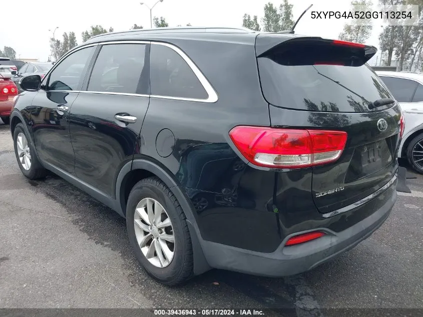 5XYPG4A52GG113254 2016 Kia Sorento 3.3L Lx