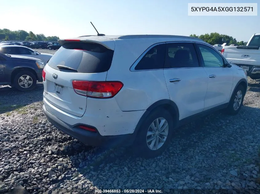 2016 Kia Sorento 3.3L Lx VIN: 5XYPG4A5XGG132571 Lot: 39466853