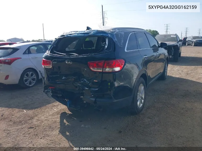 2016 Kia Sorento 2.4L Lx VIN: 5XYPG4A32GG162159 Lot: 39496642