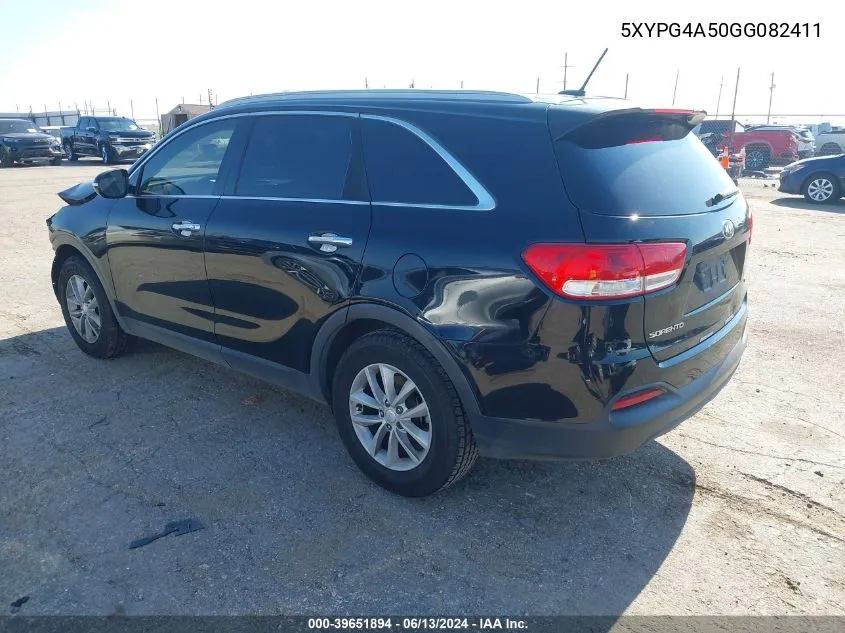 2016 Kia Sorento 3.3L Lx VIN: 5XYPG4A50GG082411 Lot: 39651894